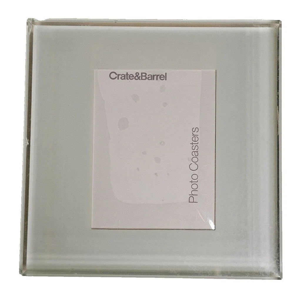 Crate & Barrell Picture Frame Coasters Glass 3.5